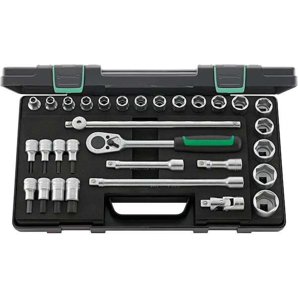 12, 5 mm (1/2") Socket set 31-pcs., 52/54/25/6 KN